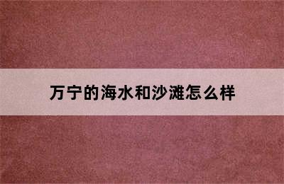 万宁的海水和沙滩怎么样