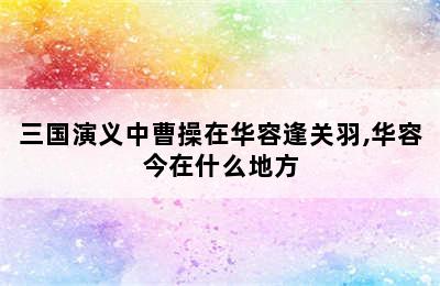 三国演义中曹操在华容逢关羽,华容今在什么地方