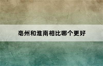 亳州和淮南相比哪个更好