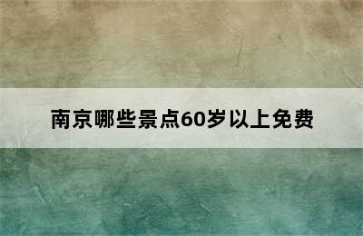 南京哪些景点60岁以上免费