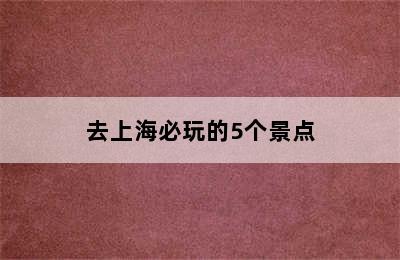 去上海必玩的5个景点