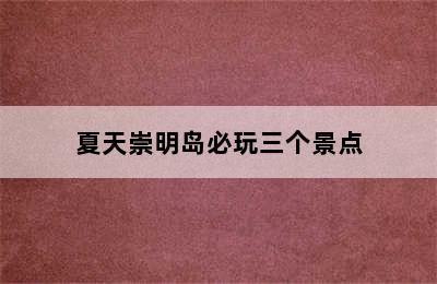 夏天崇明岛必玩三个景点