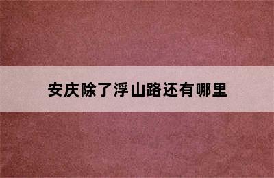 安庆除了浮山路还有哪里