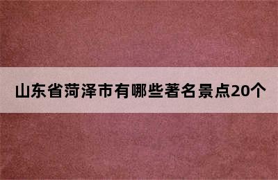 山东省菏泽市有哪些著名景点20个