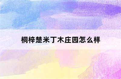 桐梓楚米丁木庄园怎么样