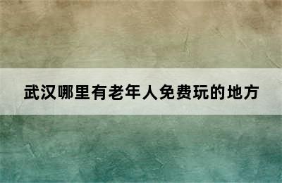 武汉哪里有老年人免费玩的地方