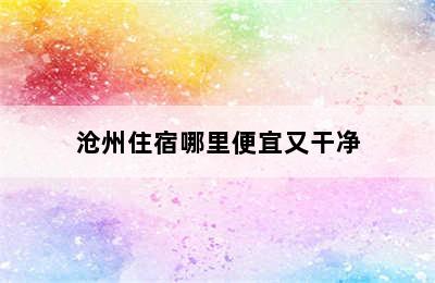 沧州住宿哪里便宜又干净