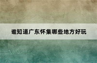 谁知道广东怀集哪些地方好玩