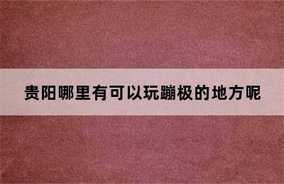 贵阳哪里有可以玩蹦极的地方呢